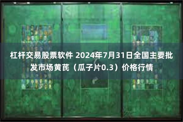 杠杆交易股票软件 2024年7月31日全国主要批发市场黄芪（瓜子片0.3）价格行情