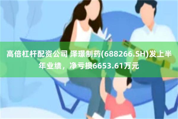 高倍杠杆配资公司 泽璟制药(688266.SH)发上半年业绩，净亏损6653.61万元